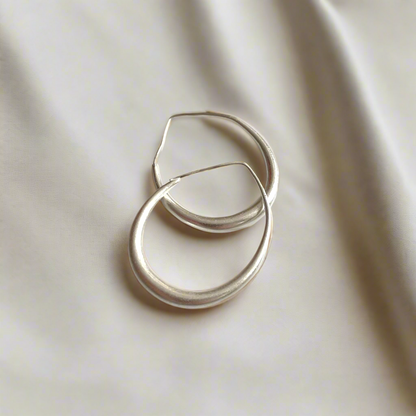 Boucle d'oreille créole goutte d'eau - Plaqué argent