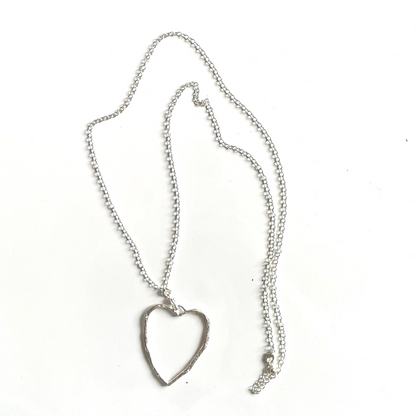 Collier chaîne avec pendentif cœur ajouré - Plaqué argent