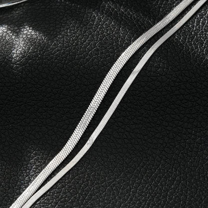 INESE Silver (White Gold): Snake-Skin Textured 2-Layer Bracelet