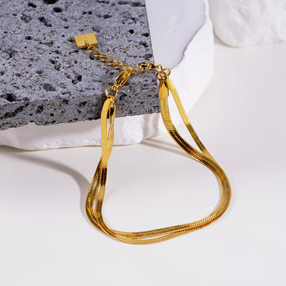 INESE: Snake-Skin Textured 2-Layer Gold Bracelet