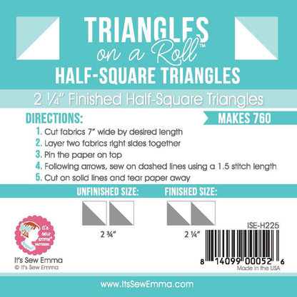 Triangles on a Roll 2-1/4in Finished Half-Square Triangles