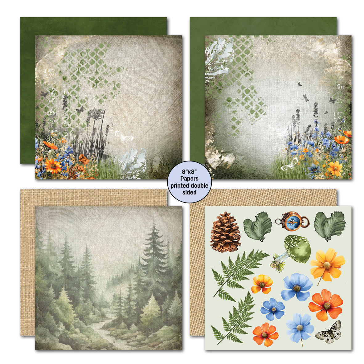 Pack de papier Idyllic Woods 8x8 de 3Quarter Designs