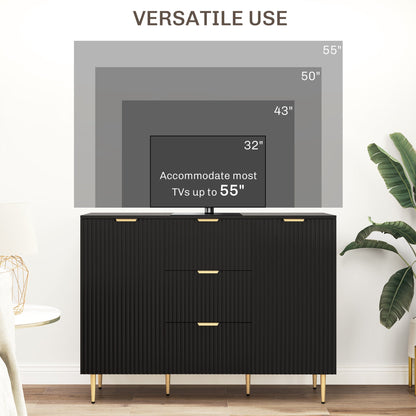 Buffet de cuisine moderne/Meuble de rangement pour couloir Ellis avec 3 tiroirs – Noir
