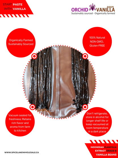 Indonesian Vanilla Beans (Sumatra) Planifolia Extract Grade-B <br>For Extract Making<BR>By Count