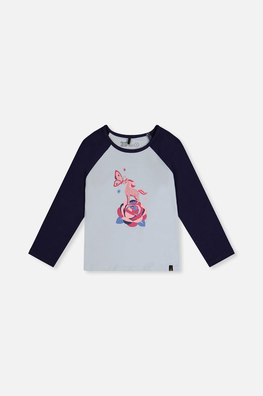 Raglan Organic Cotton T-Shirt Dark And Pale Blue