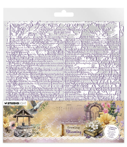 JMA Acetate Sheets White & Dark Purple Growing & Blooming 6 Sheets