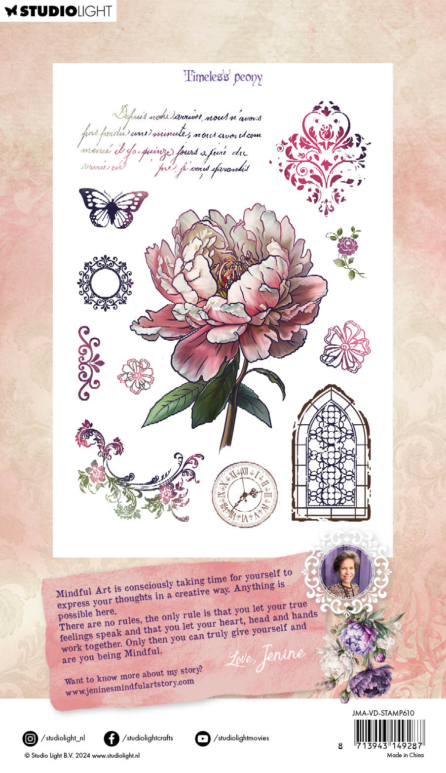 JMA Tampon Transparent Pivoine Intemporelle Rêves Victoriens 12 pièces