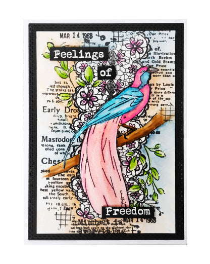 JMA Tampon transparent Oiseaux de paradis Sentiments de liberté 92x193x3mm 1 pc nr.421