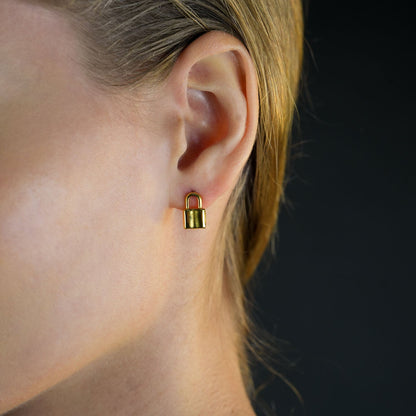 Boucles d'oreilles clous mini cadenas JUNI