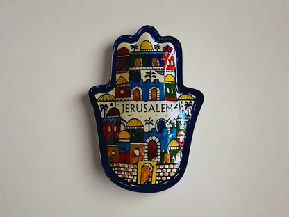 Handmade Ceramic Hamsa Palm-Shaped Dish – 7” Serving Plate