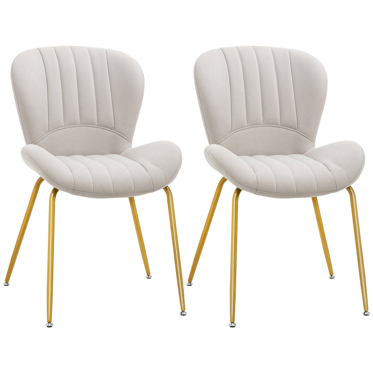 Lux Modern Dining Chairs with Cushioned Backrest-Set of 2-Cream White