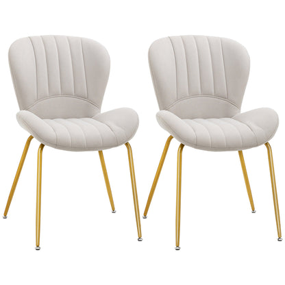 Lux Modern Dining Chairs with Cushioned Backrest-Set of 2-Cream White