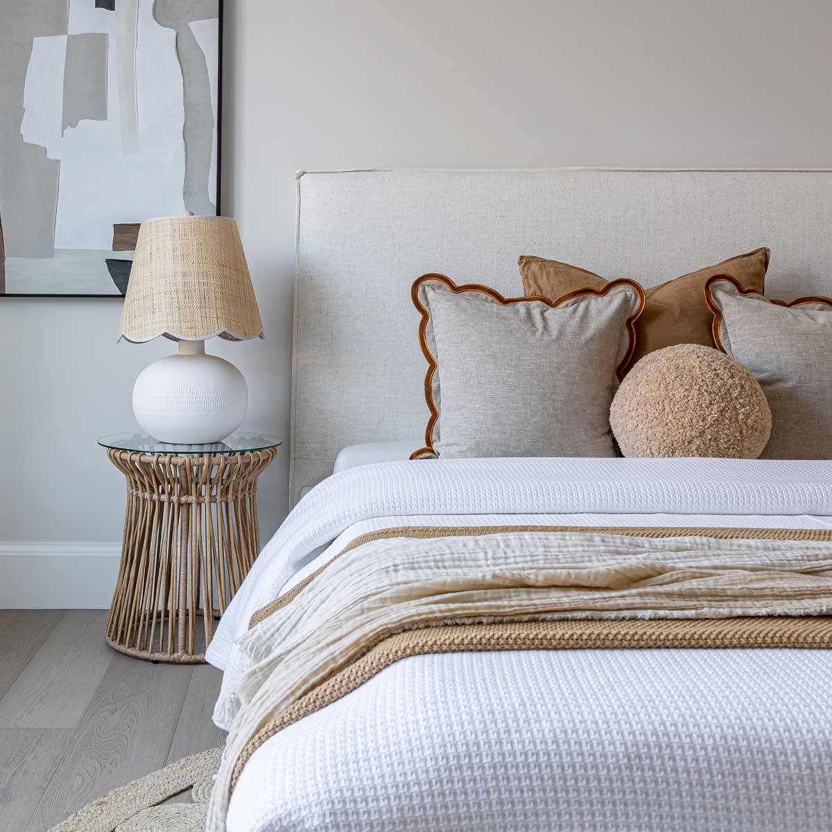 Lit plateforme de rangement Watkins – Crème