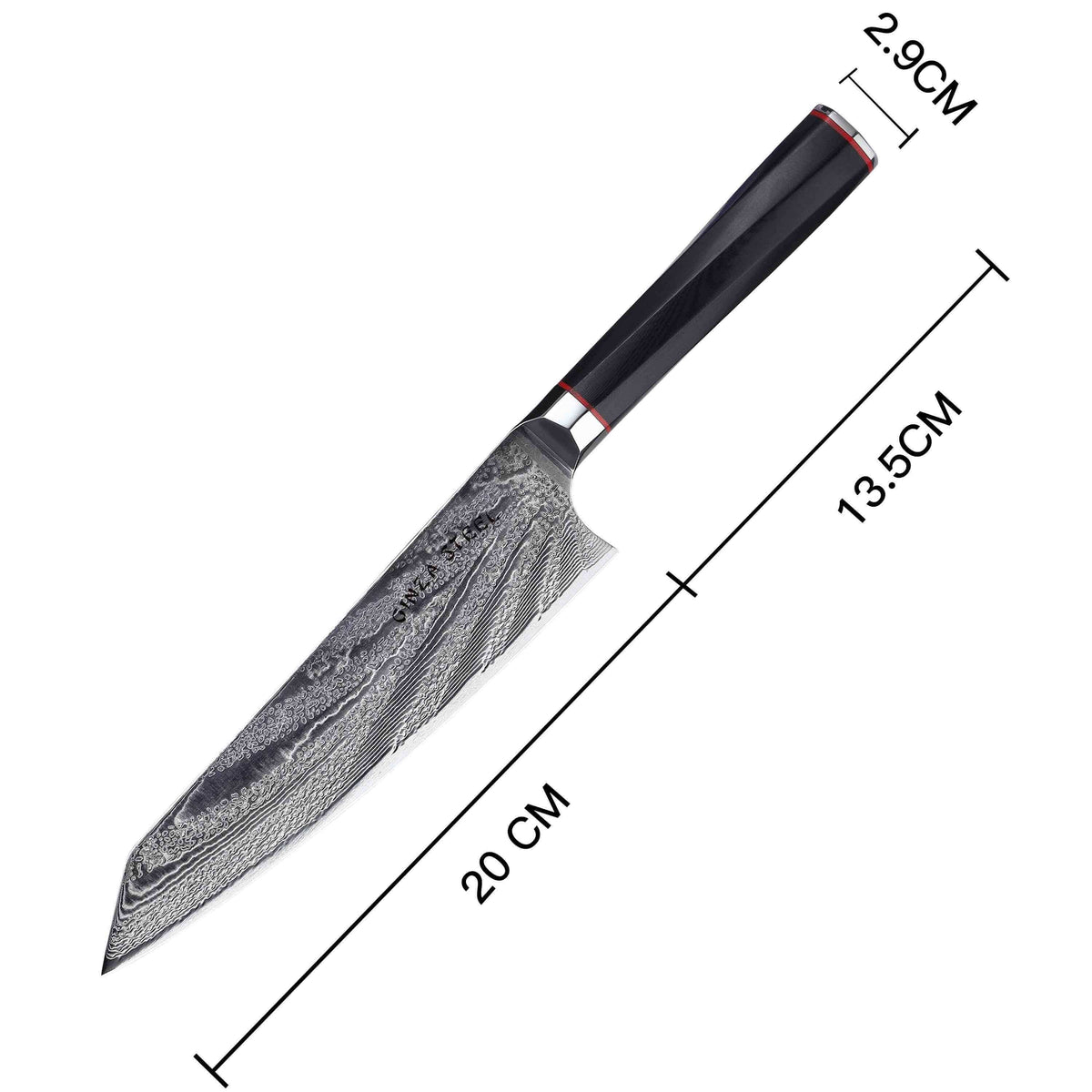 Ginza Steel KATANA 20 Chef Knife 8” – Damascus VG10 Steel, 67-Layer, G10 Handle