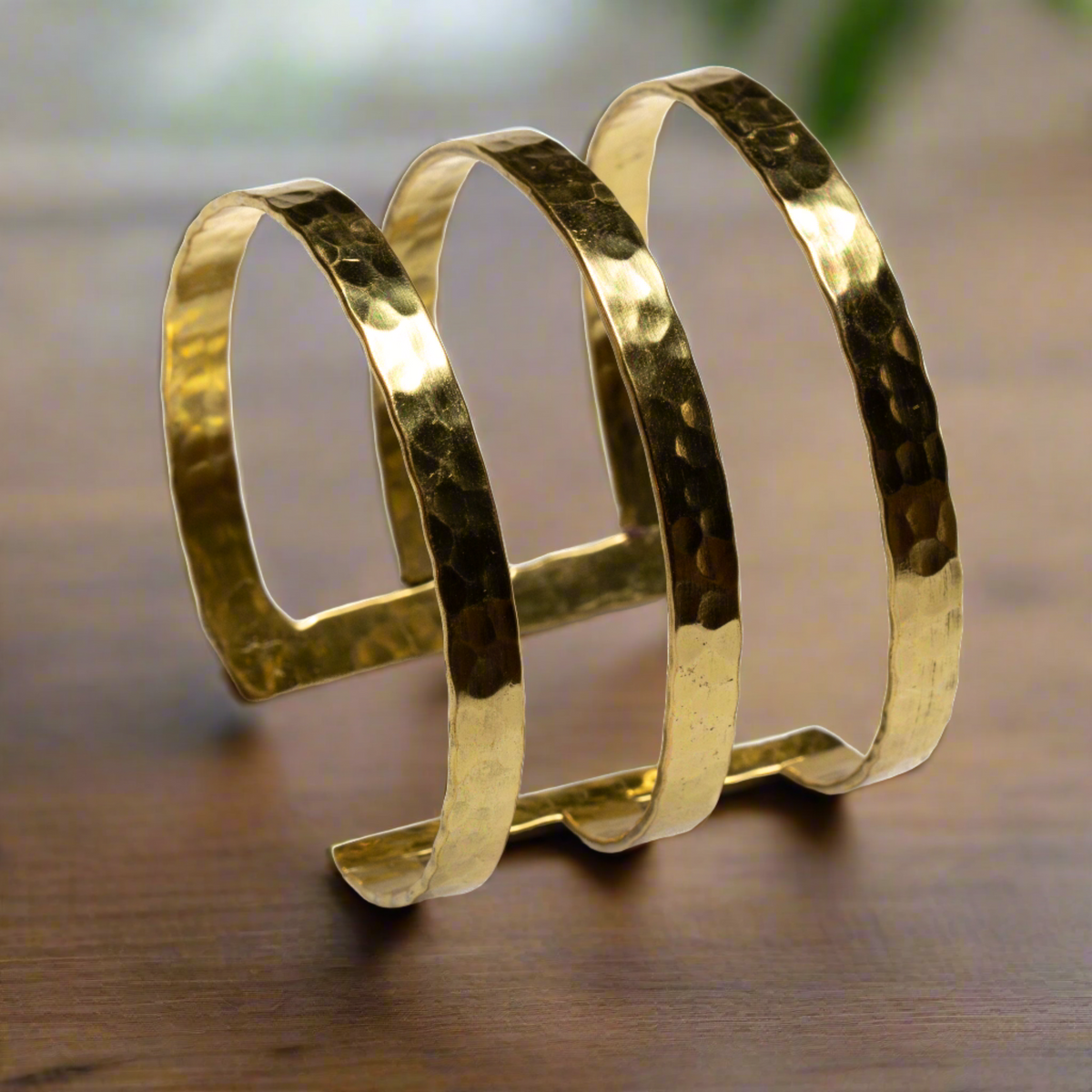 Triple Bar Metal Cuff - Gold Colour