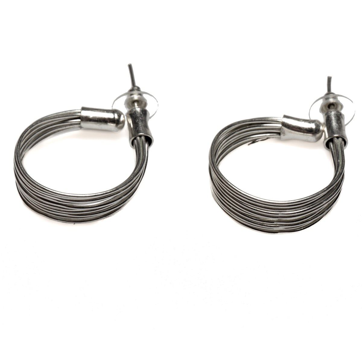 Boucles d'oreilles en métal avec boucle en fil de fer - Couleur argent