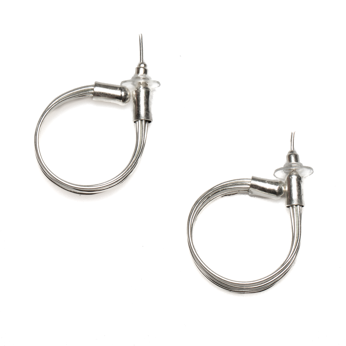 Boucles d'oreilles en métal avec boucle en fil de fer - Couleur argent