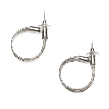Boucles d'oreilles en métal avec boucle en fil de fer - Couleur argent