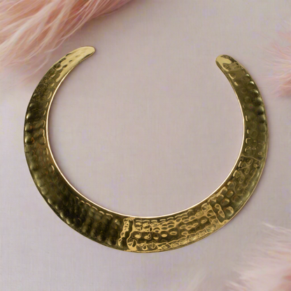 Beaten Metal Collar Necklace - Gold Colour