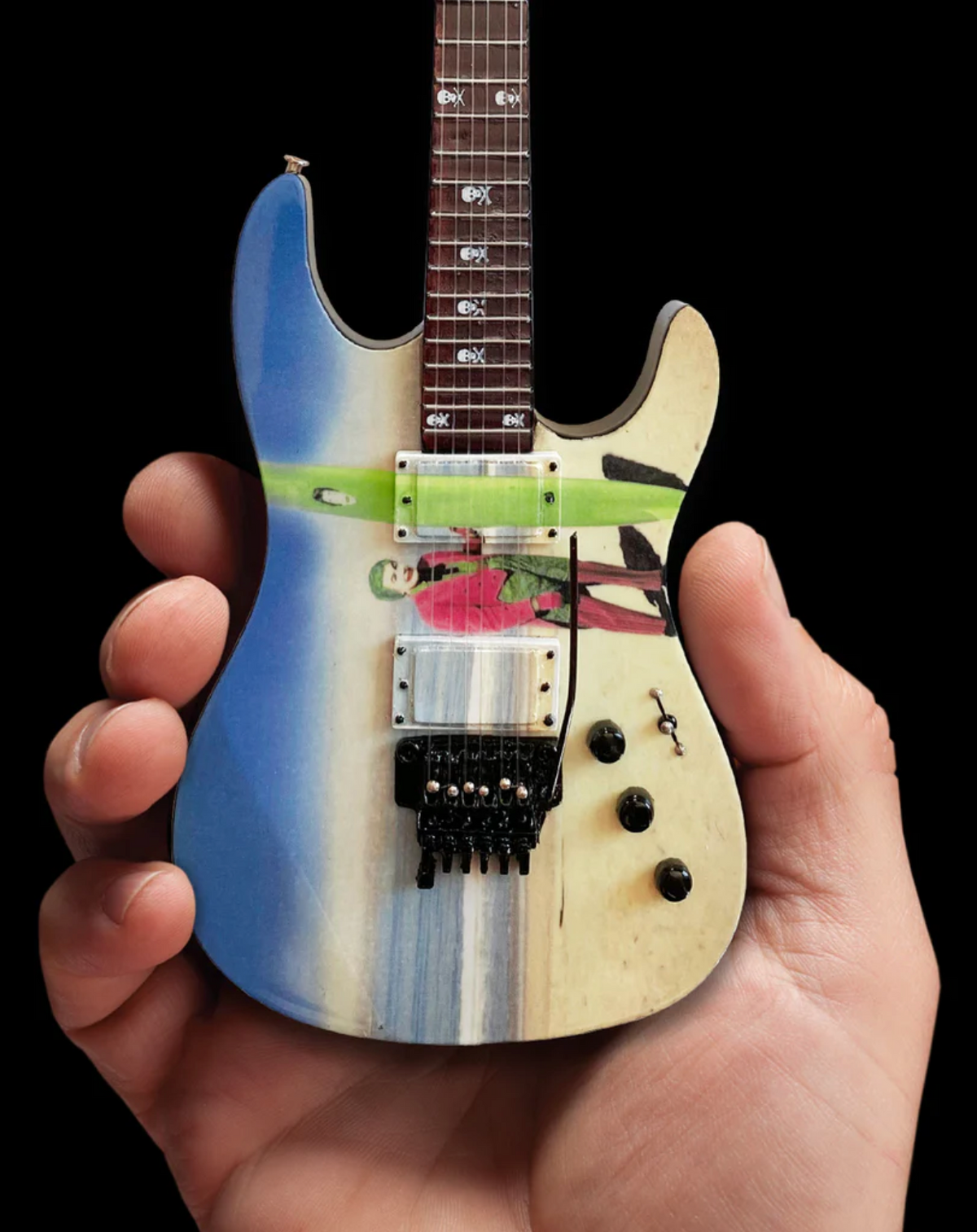 Miniature de guitare Kirk Hammett « Joker Surfs Up » objet de collection