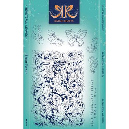 Tampons transparents Katkin Krafts Beautiful Leaves 6 po x 8 po