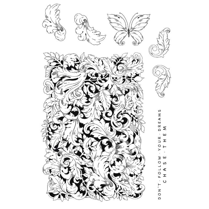 Tampons transparents Katkin Krafts Beautiful Leaves 6 po x 8 po