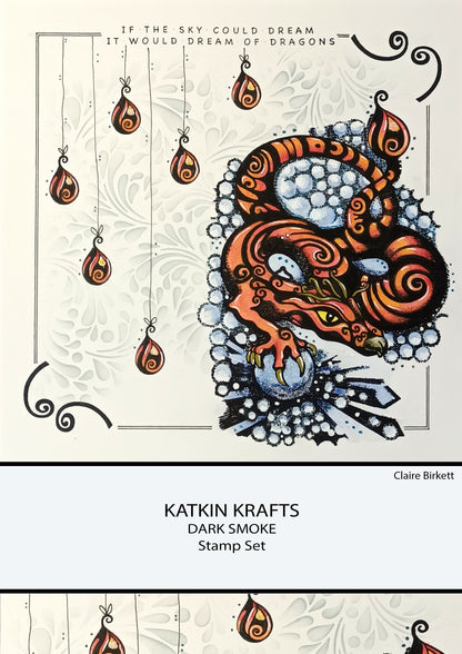 Katkin Krafts Dark Smoke 6 in x 8 in Clear Stamp Set