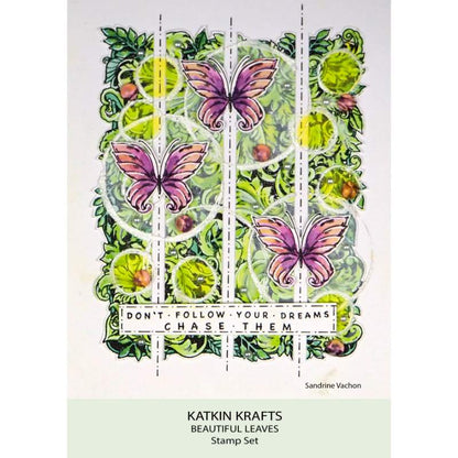 Tampons transparents Katkin Krafts Beautiful Leaves 6 po x 8 po