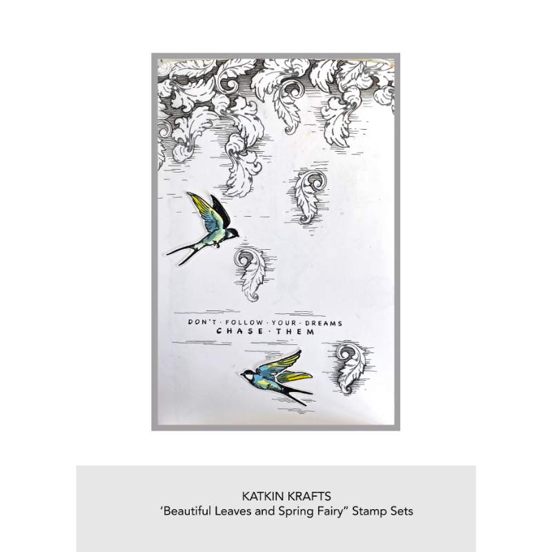 Tampons transparents Katkin Krafts Beautiful Leaves 6 po x 8 po