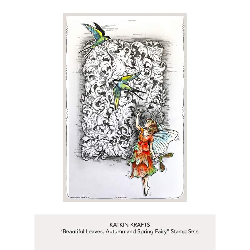 Tampons transparents Katkin Krafts Beautiful Leaves 6 po x 8 po