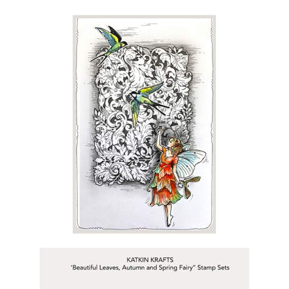 Tampons transparents Katkin Krafts Beautiful Leaves 6 po x 8 po