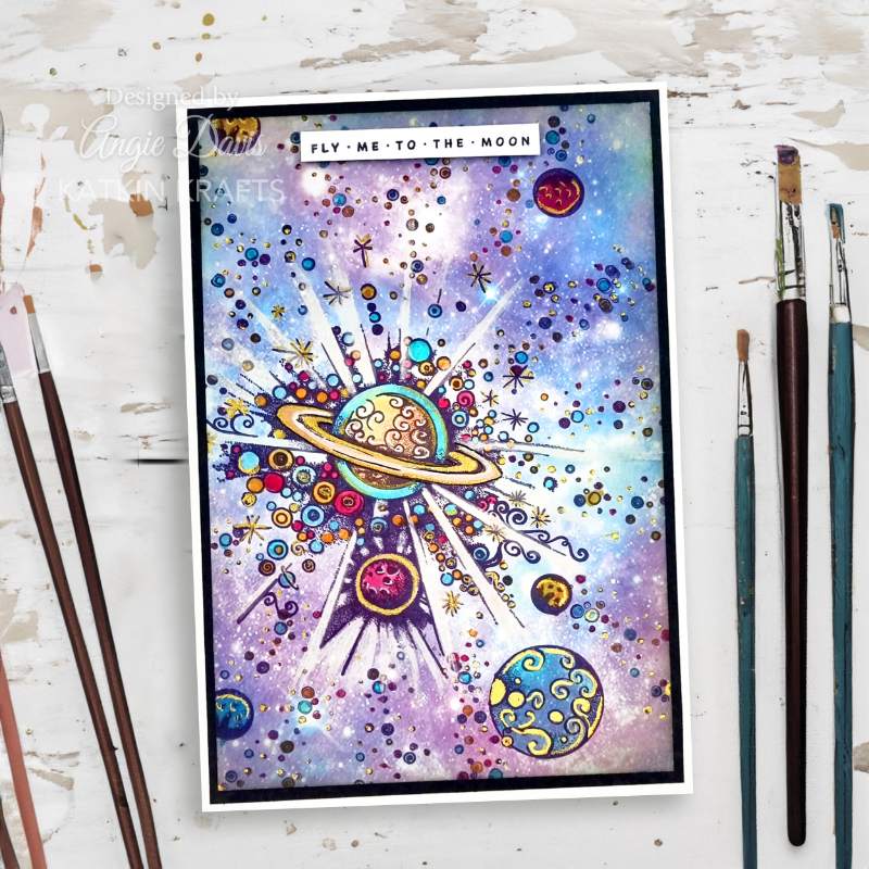 Katkin Krafts Fly Me To The Moon Jeu de tampons transparents 6 po x 8 po