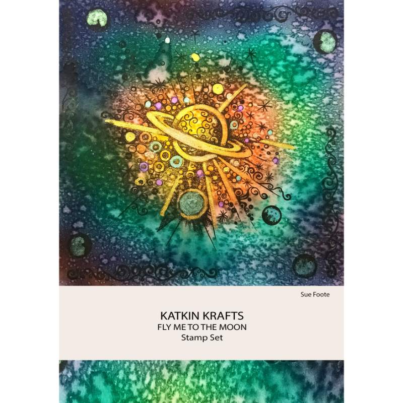 Katkin Krafts Fly Me To The Moon Jeu de tampons transparents 6 po x 8 po