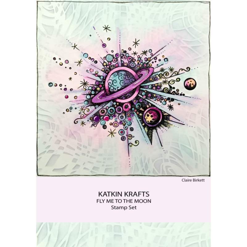 Katkin Krafts Fly Me To The Moon Jeu de tampons transparents 6 po x 8 po