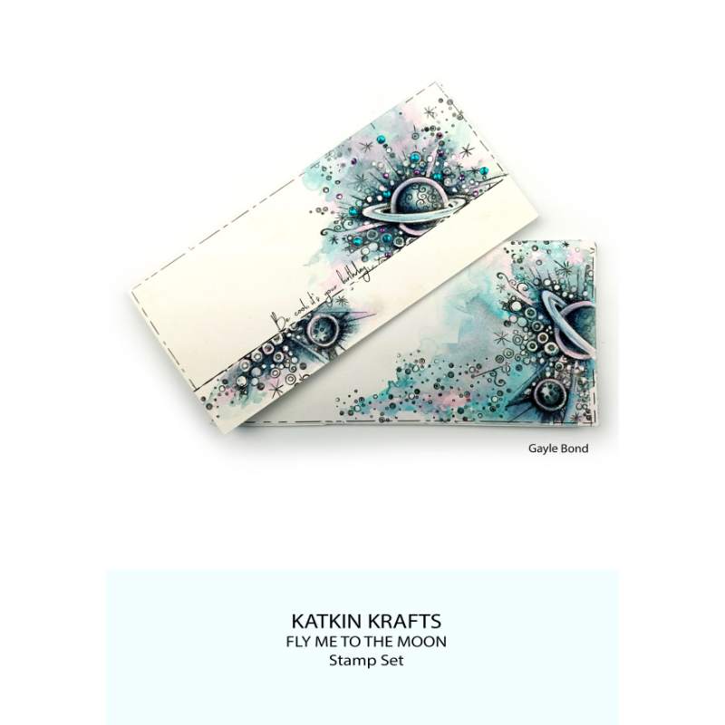 Katkin Krafts Fly Me To The Moon Jeu de tampons transparents 6 po x 8 po