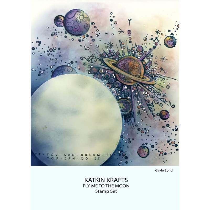 Katkin Krafts Fly Me To The Moon Jeu de tampons transparents 6 po x 8 po