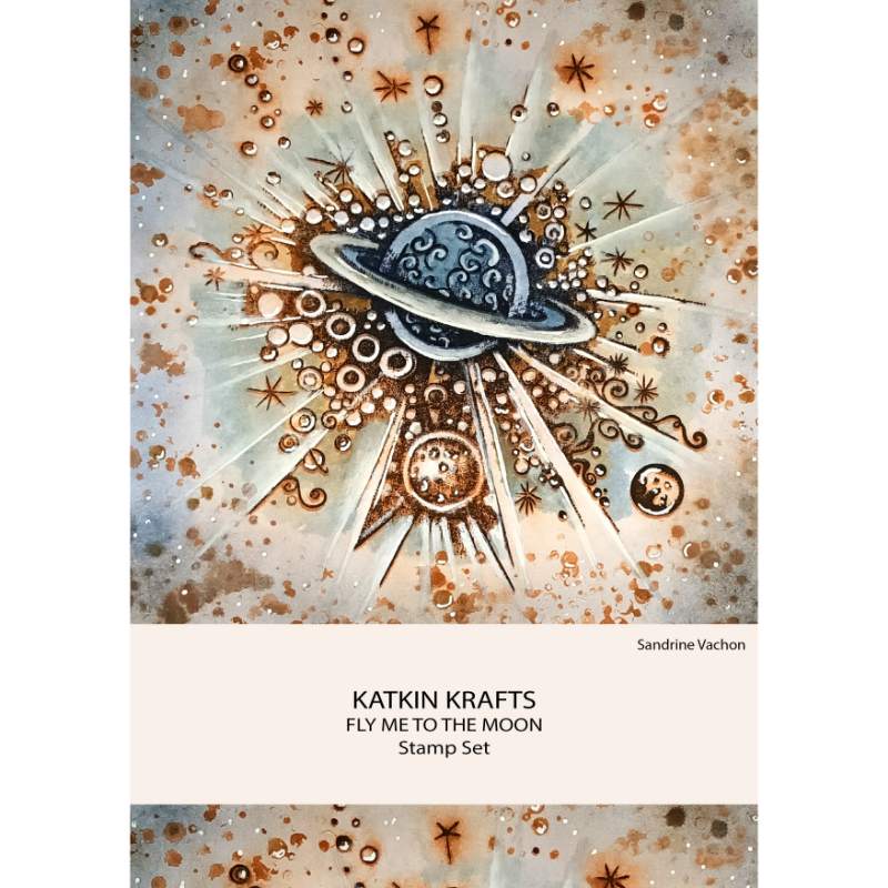 Katkin Krafts Fly Me To The Moon Jeu de tampons transparents 6 po x 8 po