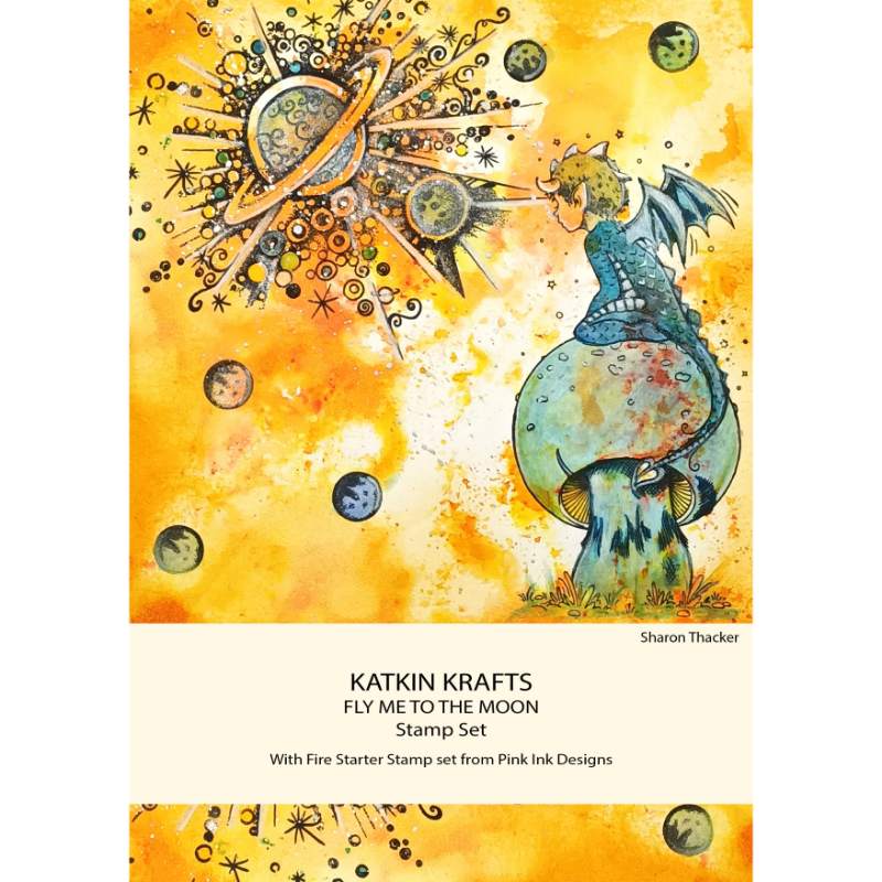 Katkin Krafts Fly Me To The Moon Jeu de tampons transparents 6 po x 8 po