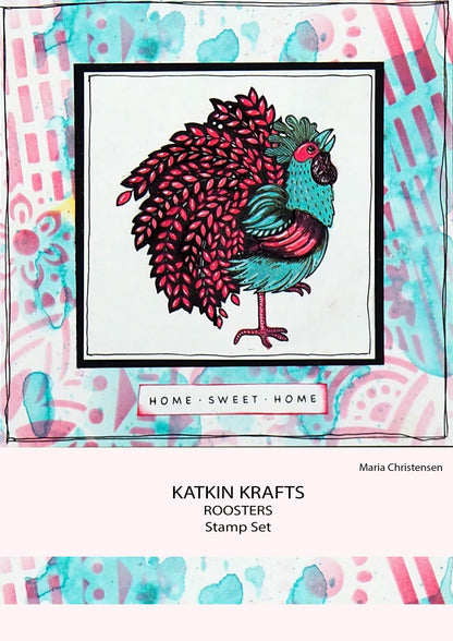Katkin Krafts Le Coq, lot de tampons transparents 6 po x 8 po