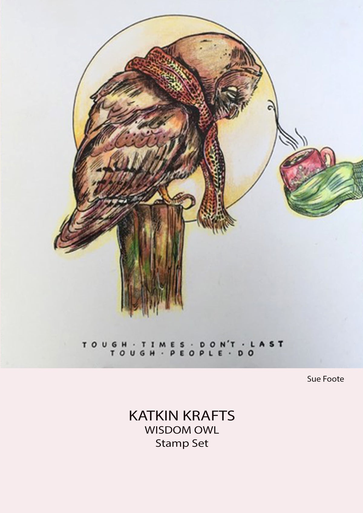 Katkin Krafts Chouette Sage 6 po x 8 po Ensemble de Tampons Transparents