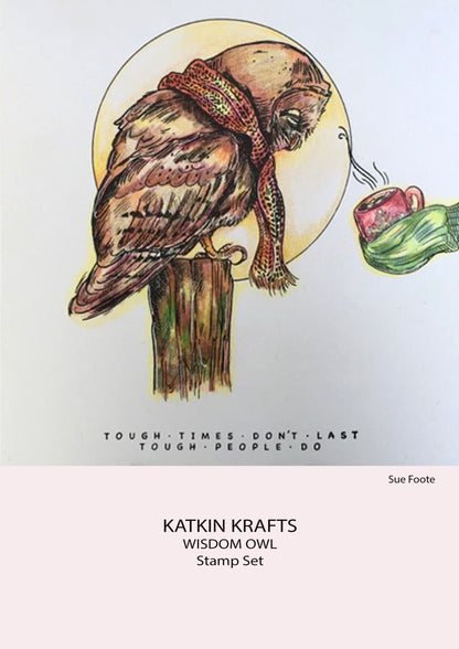 Katkin Krafts Chouette Sage 6 po x 8 po Ensemble de Tampons Transparents