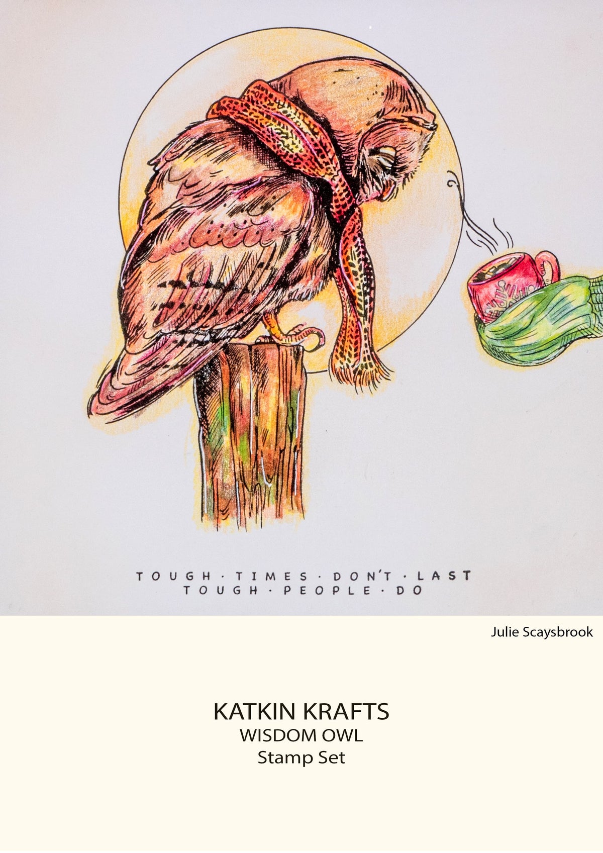 Katkin Krafts Chouette Sage 6 po x 8 po Ensemble de Tampons Transparents