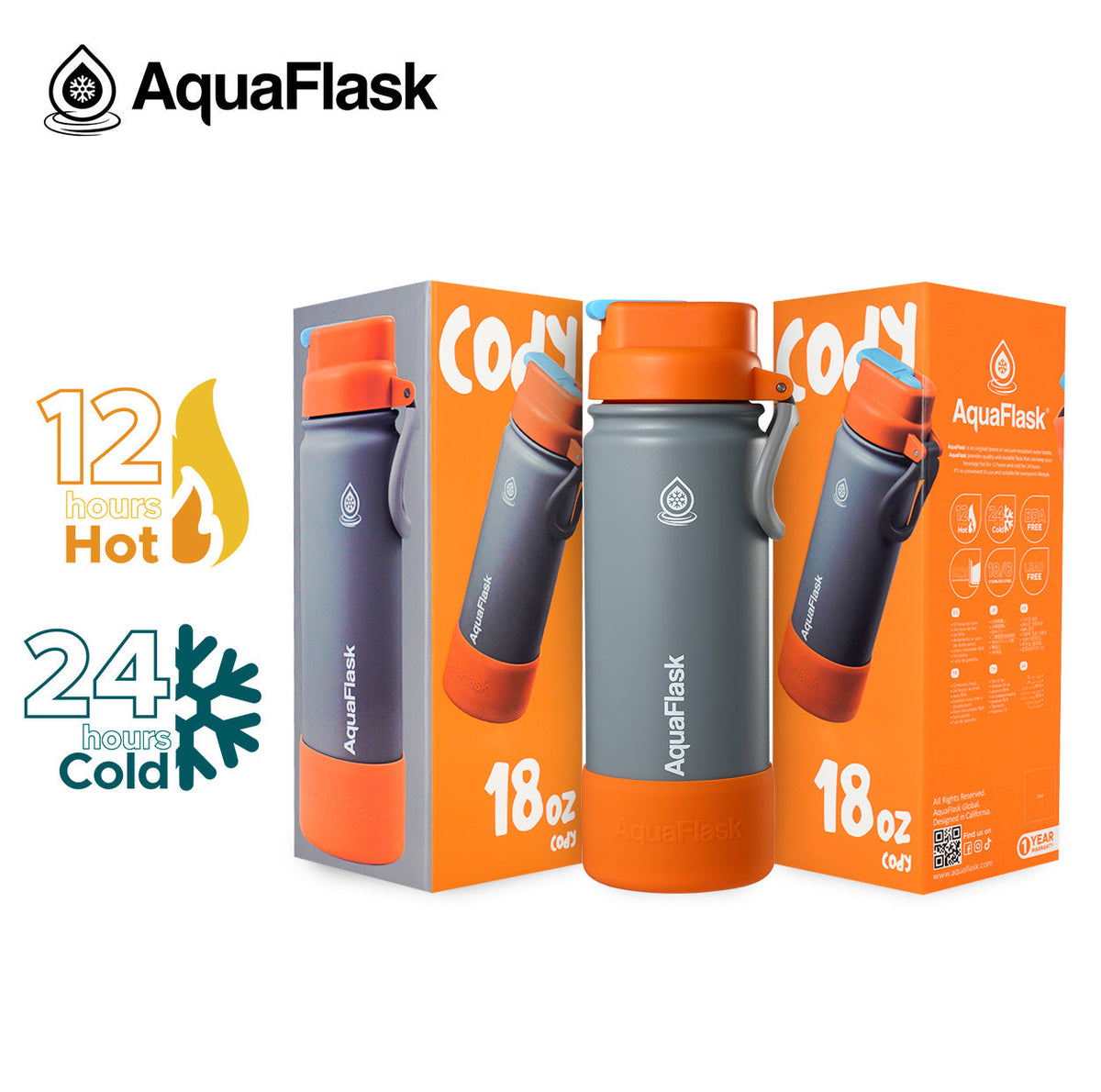Bouteilles d'eau AquaFlask Kids FlipSip 532 ml (18 oz)