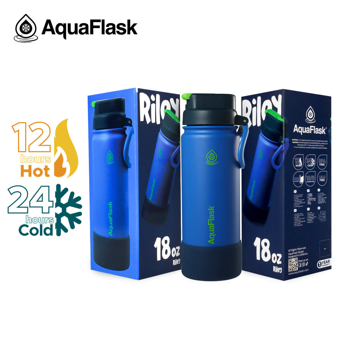 Bouteilles d'eau AquaFlask Kids FlipSip 532 ml (18 oz)
