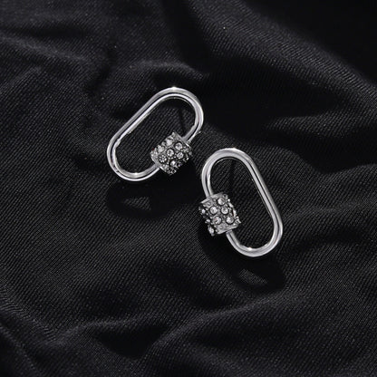LENNON Silver Carabiner Earrings with Pavé Zirconia Accent