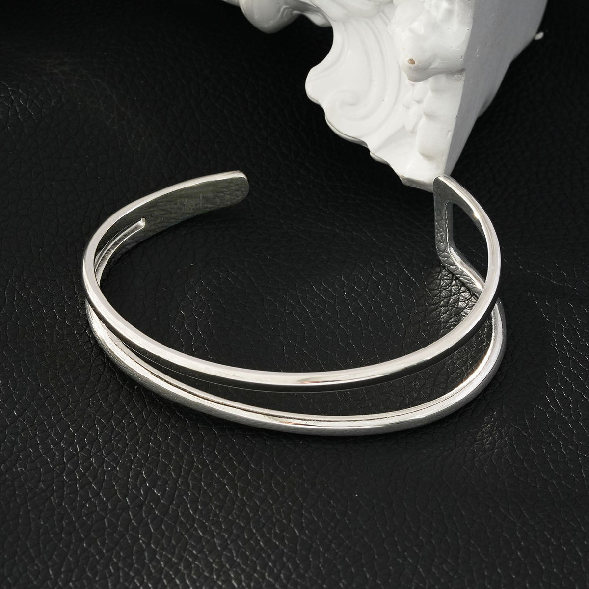 LILIANNA : Bracelet double rang chic et minimaliste en or blanc rhodié argent