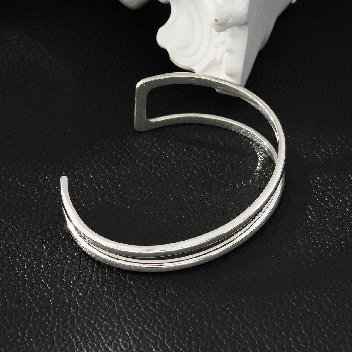 LILIANNA : Bracelet double rang chic et minimaliste en or blanc rhodié argent