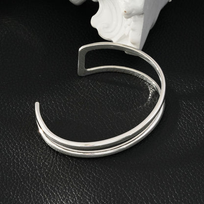 LILIANNA : Bracelet double rang chic et minimaliste en or blanc rhodié argent