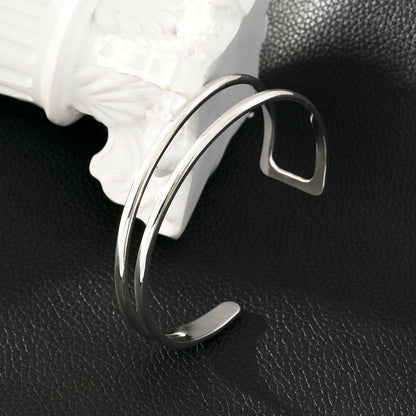LILIANNA : Bracelet double rang chic et minimaliste en or blanc rhodié argent