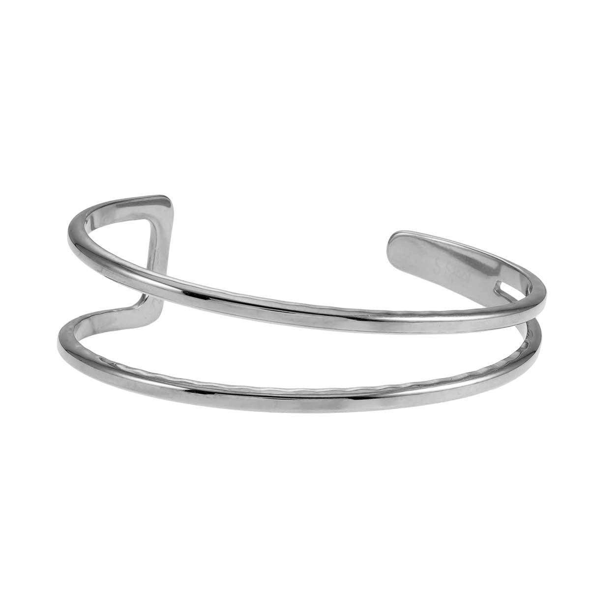 LILIANNA : Bracelet double rang chic et minimaliste en or blanc rhodié argent